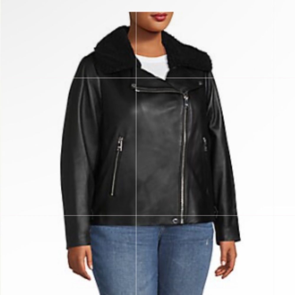NWT Michael Michael Kors leather moto jacket…plus size 1X w faux fur